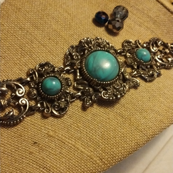 1960s Vintage Florenza Style Turquoise Bracelet 8 " - Picture 7 of 7
